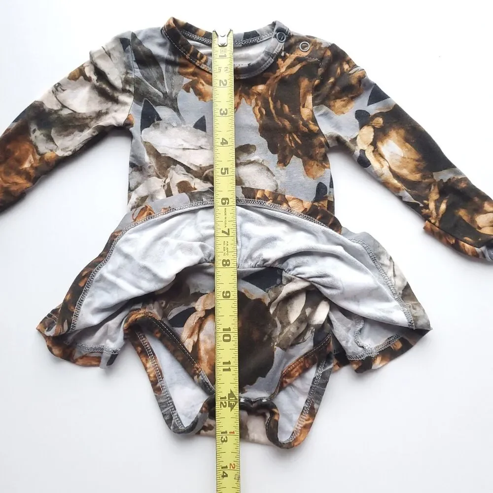 Posh Peanut Long Sleeve Bodysuit Twirl Dress 0-3 Month Floral Camo Bamboo